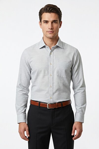 KAMER Men's Large Size Classic Single Pocket Long Sleeve Shirt 4047 Bgl-St05528