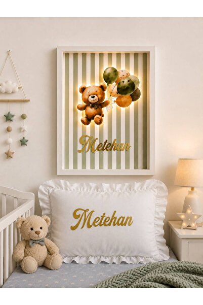 Bonika Çerçeveli Bebek Figürlü Ledli Bebek Kapı Süsü Ve Bebek Takı Yastığı 2'...