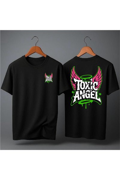 EFEVRA تي شيرت مطبوع بتصميم خاص من TOXIC ANGEL مقاس كبير