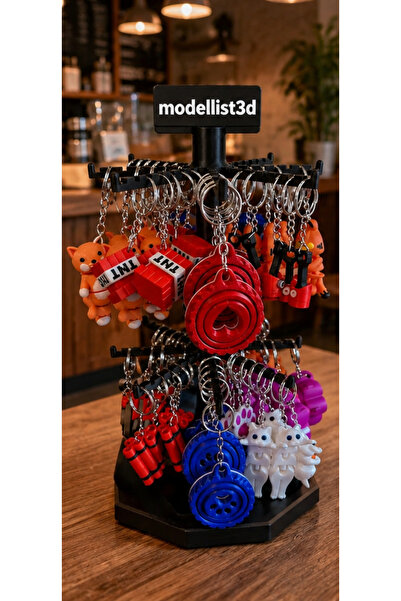 MODELLİST3D 3D Baskı Anahtarlık Seti + Döner Standı