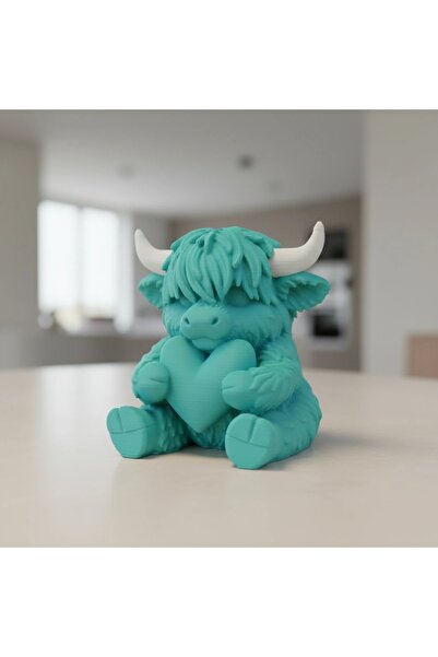 OEM Decorative Figurine Highland Calf with Heart, Symbol of Affection