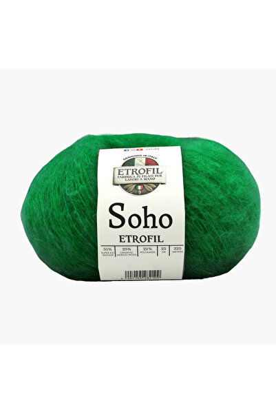 Etrofil Soho pređa za pletenje šumsko zelena 55% super kid moher 23% organska...