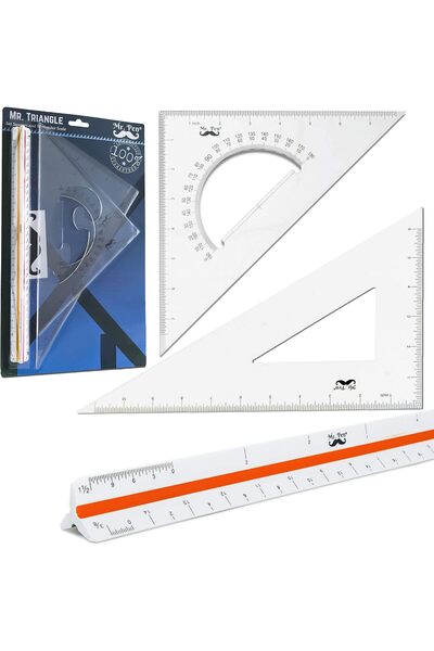 Mr. Penda Mr. Pen Architectural Triangular Ruler Set with 12 Inch Triangular ...