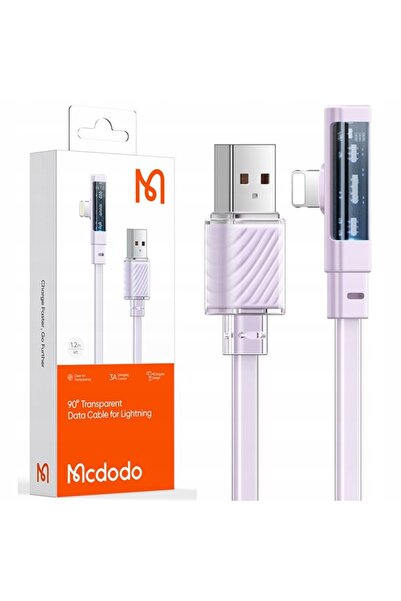 Mcdodo Cablu USB Lightning plat unghiular 36W pentru iPhone 13 14 Mov 1M