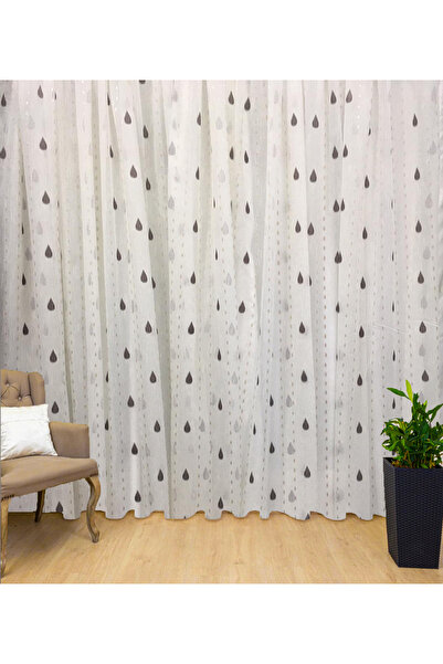Liz Line Perdea brodata mecanic, culoare ivoire/wenge, 300x245cm, din colecti...