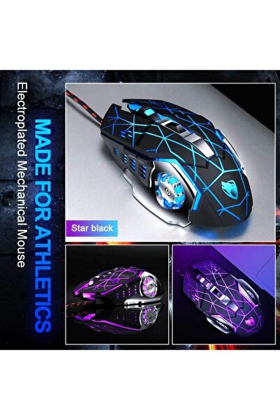 T-WOLF Thunder Wolf V6 Mechanical Mouse Wired Gaming Esports Luminous Wind an...