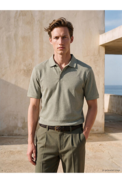 LC Waikiki Peak New Season Polo Collar Textured Men's T-Shirt