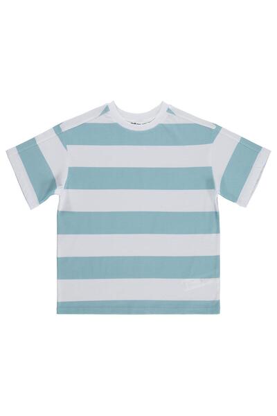 Civil Boys Tricou de bază cu dungi pentru 10-13 ani - Albastru