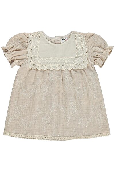 Civil Baby Square Collar Embroidered Dress for 6-18 Months - Beige