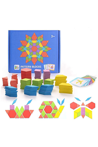 GGEROU Wooden Pattern Blocks Set Geometric Shape Puzzles Diy Graphical Classi...
