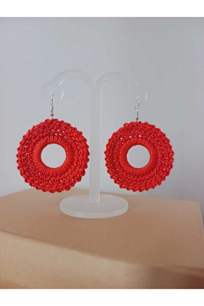 OEM Handmade round earrings, crocheted, ideal gift - orange