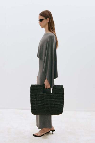 Suud Collection Black Tala Straw Bag
