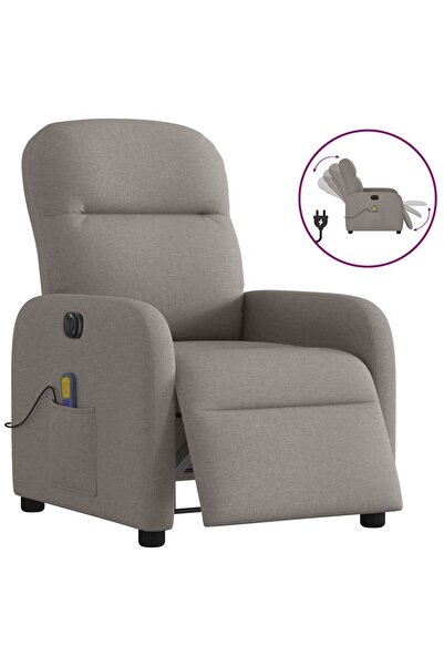 vidaxl Fotoliu electric de masaj rabatabil, gri taupe, textil