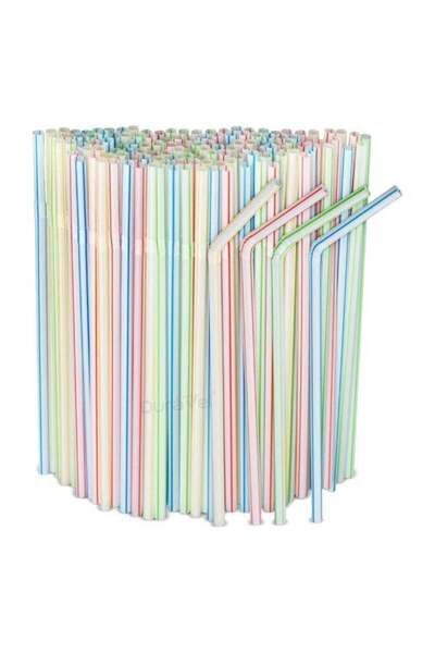 Duravel Individually Wrapped, 6mm x 240mm, 250 Pieces, Colourful Drinking Str...