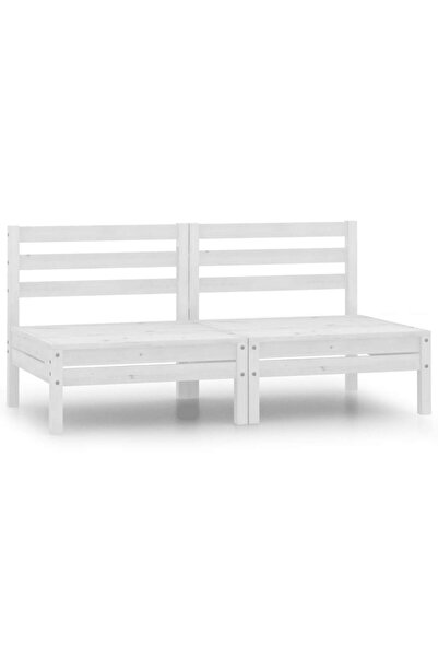 vidaxl Set mobilier de grădină cu 2 locuri, alb, lemn masiv de pin