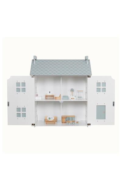 Bonfino Nordic Solid Wood Dollhouse with Accessories, 2 Storey, Eco-Friendly ...
