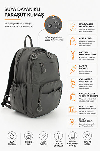 Sanmorris Water Resistant Multi-Compartment Satin Imported Parachute Fabric D...