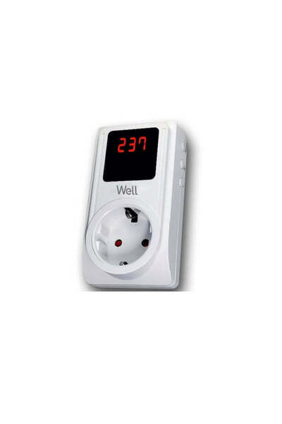 Well Schuko socket with low and high voltage protection, digital screen,