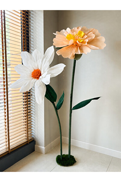 Mossy Decor İkili Dev Kağıt Çiçek Dekoru Ayaklı El Yapımı – Handmade Flower S...