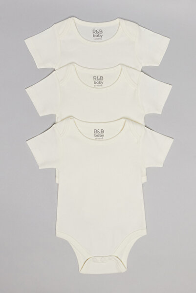 R&B 3 Pack Solid Bodysuits with Short Sleeves