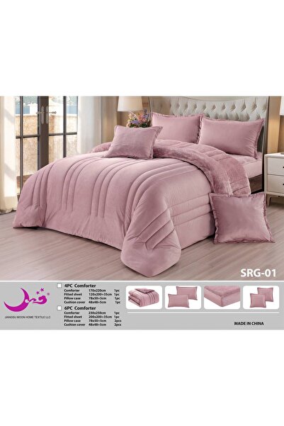 Moon Double Bed Winter Plain Fur Bedspread 6 Pieces - Plain Fur Winter Duvet ...