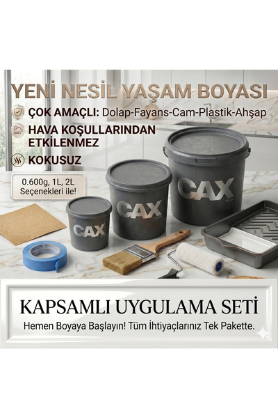 caxcolors CAX KOKUSUZ Çok Amaçlı Yeni Nesil Yaşam Boyası - Dolap Fayans Mobil...