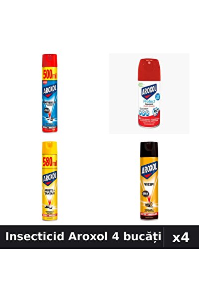 Aroxol Set 4 Spray Insecticid 100ml, 400ml, 500ml, 580ml - Protecție Casa
