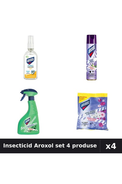 Aroxol Set 4 Insecticid - Spray 250ml, 400ml, Loțiune 85ml, Pastile 20buc