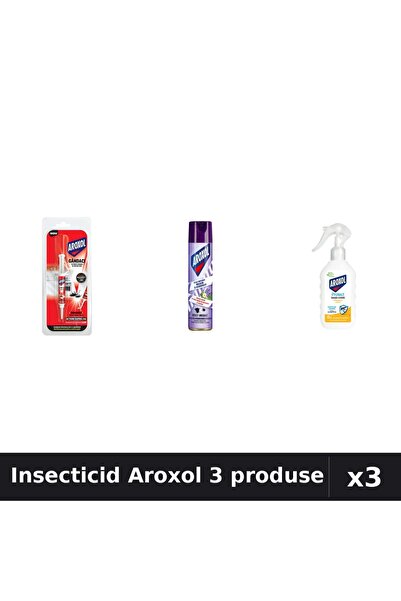 Aroxol Set 3 Insecticid - Spray 250ml, Loțiune Repelent 200ml, Pastile Anti-I...
