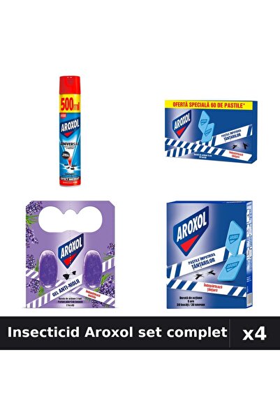 Aroxol Set 4 Insecticid - Spray 500ml, Pastile 60+30+2 buc - Protectie Anti-G...