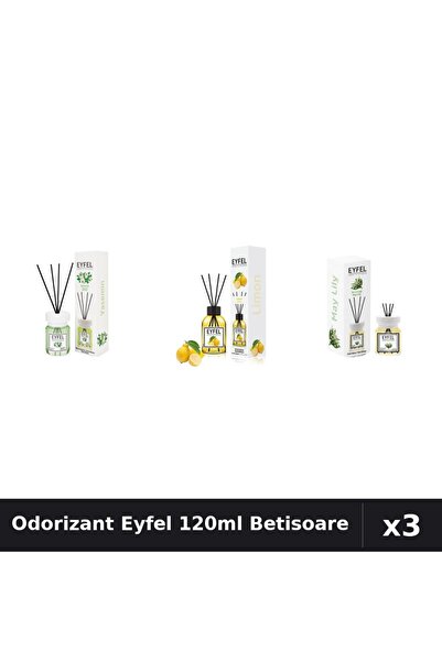 Eyfel Set 3 Odorizant Camera Betisoare 120ml - Iasomie, Lamaie, Lacramioare