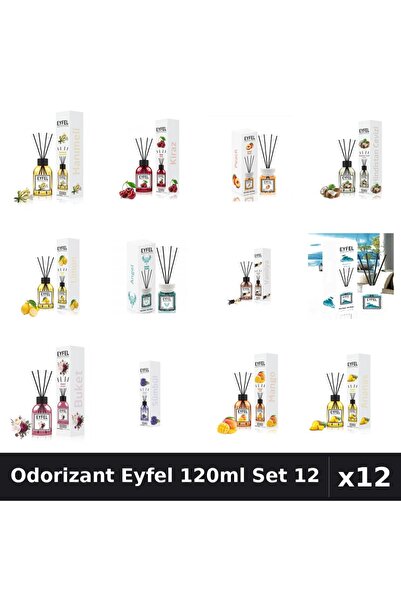 Eyfel Set 12 Odorizant Camera Betisoare 120ml - 12 Arome Asortate, Parfum Intens