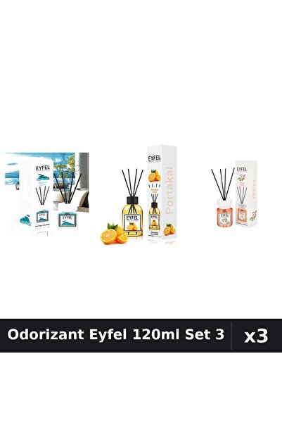 Eyfel Set 3 Odorizant Camera Betisoare 120ml - Ocean, Portocala, Acacia