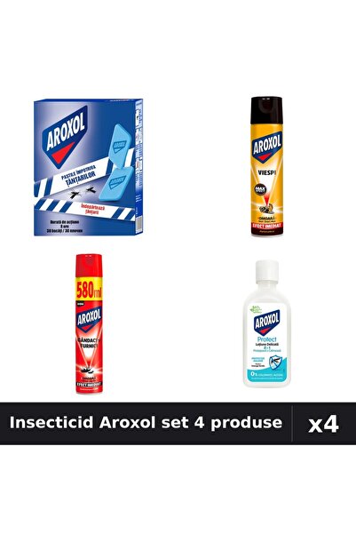 Aroxol Set 4 Insecticid - Spray 400ml, 580ml, Pastile 30buc, Loțiune 85ml