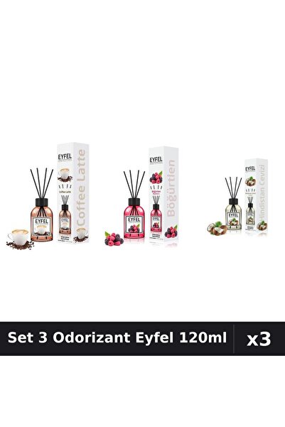 Eyfel Set 3 Odorizante Camera Betisoare, Cafea, Fructe De Padure, Nuca De Coc...