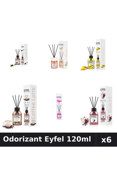 Eyfel Set 6 Odorizante Camera Betisoare - 6 Arome Asortate, 120ml Parfum