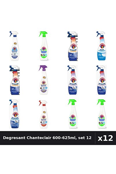 Chanteclair Set 12 Degresant Universal 600-625ml - 8 Arome Asortate, Bicarbon...