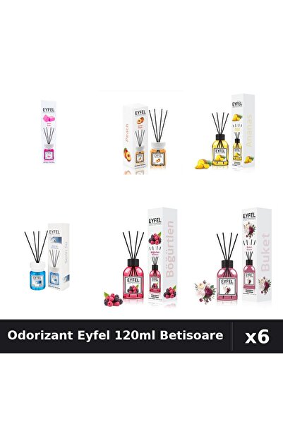 Eyfel Set 6 Odorizante Camera Betisoare - 6 Arome Asortate, 120ml Parfum Intens