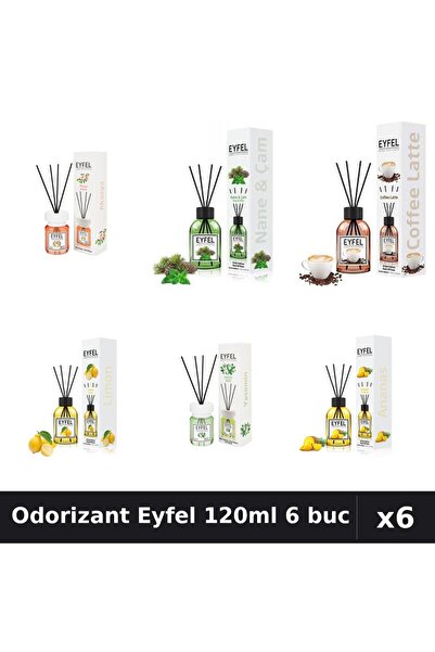 Eyfel Set 6 Odorizante Camera Betisoare - 6 Arome Asortate, 120ml Parfum