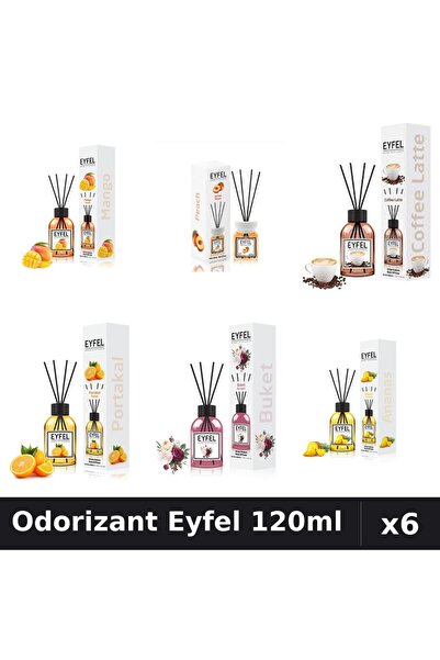 Eyfel Set 6 Odorizante Camera cu Betisoare 120ml - 6 Arome Asortate, Parfum I...