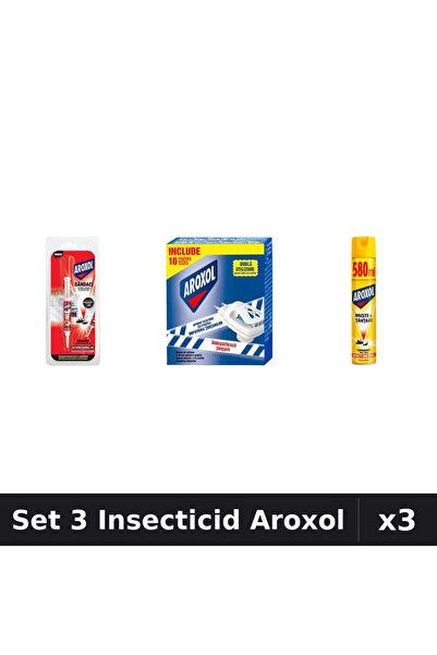 Aroxol Set 3 Produse Anti-Insecte - Pastile/Spirale Anti-Insecte Aroxol, Spra...