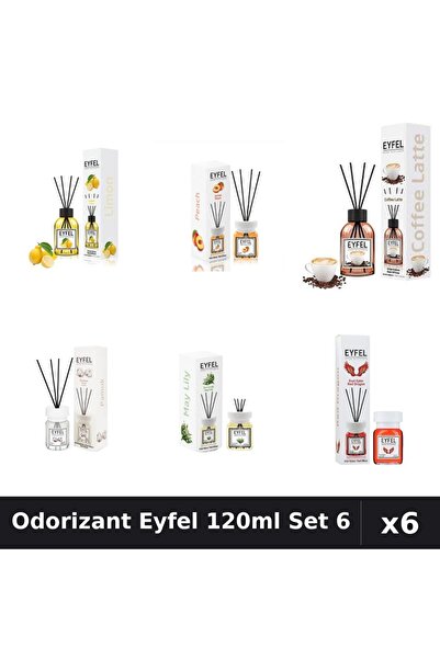 Eyfel Set 6 Odorizante Camera Betisoare - 6 Arome Asortate, 120ml Parfum