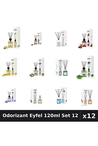 Eyfel Set 12 Odorizant Camera Betisoare 120ml - 12 Arome Asortate, Parfum Intens