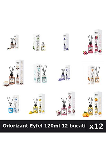 Eyfel Set 12 Odorizante Camera Betisoare 120ml - 12 Arome Asortate Parfum