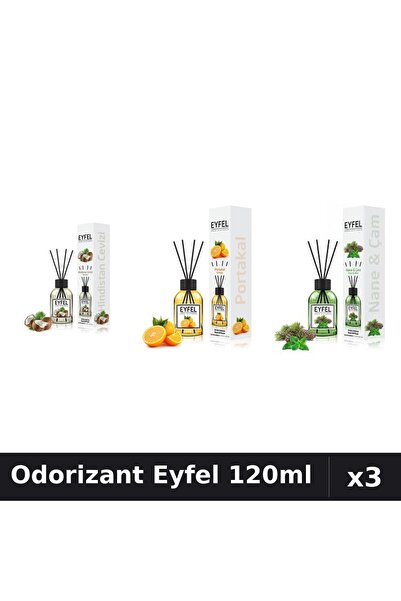 Eyfel Set 3 Odorizant Camera Betisoare 120ml - Nucă Cocos, Portocală, Pin