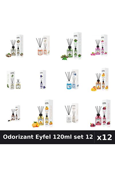 Eyfel Set 12 Odorizante Camera Betisoare 120ml - 12 Arome Asortate Parfum Intens