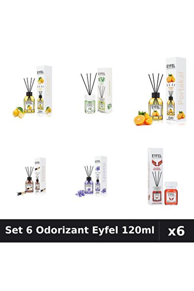Eyfel Set 6 Odorizante Camera Betisoare, Iasomie, Lamaie, Lavanda, Portocala,...