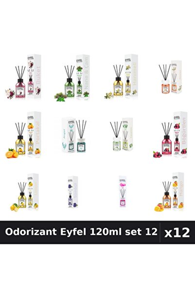 Eyfel Set 12 Odorizant Camera Betisoare 120ml - 12 Arome Asortate, Parfum Intens