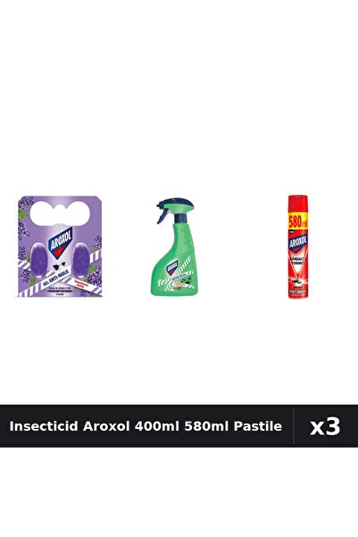 Aroxol Set 3 Spray Insecticid 400ml + 580ml + Pastile Anti-Insecte - Protecti...