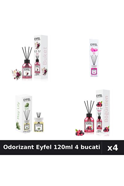 Eyfel Set 4 Odorizant Camera Betisoare 120ml - Bouquet, Bubble Gum, Lacramioa...
